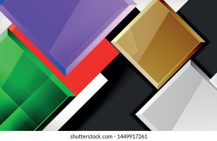 Bright colorful square shape blocks geometrical background, vector modern template