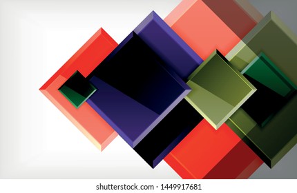Bright colorful square shape blocks geometrical background, vector modern template