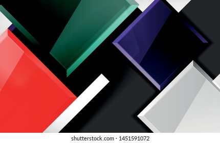 Bright colorful square shape blocks geometrical background, vector modern template
