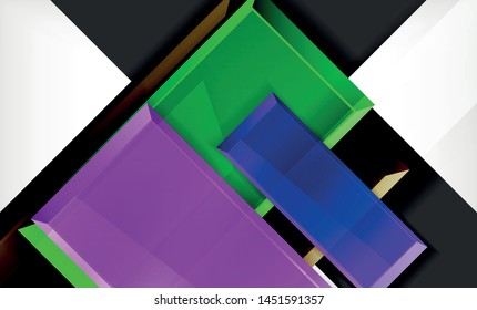 Bright colorful square shape blocks geometrical background, vector modern template