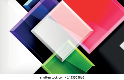 Bright colorful square shape blocks geometrical background, vector modern template