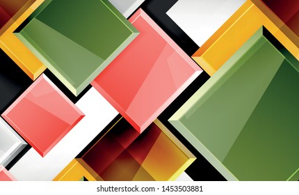 Bright colorful square shape blocks geometrical background, vector modern template