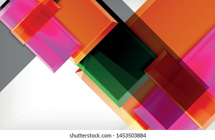 Bright colorful square shape blocks geometrical background, vector modern template