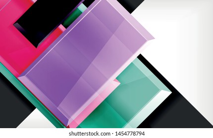 Bright colorful square shape blocks geometrical background, vector modern template