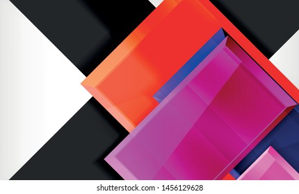 Bright colorful square shape blocks geometrical background, vector modern template