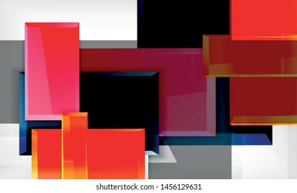 Forma cuadrada de color brillante bloques de fondo geométrico, plantilla vectorial moderna