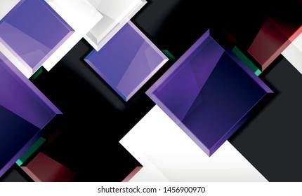 Bright colorful square shape blocks geometrical background, vector modern template