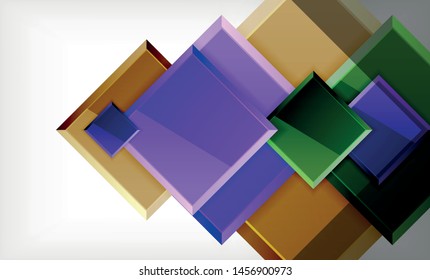 Bright colorful square shape blocks geometrical background, vector modern template