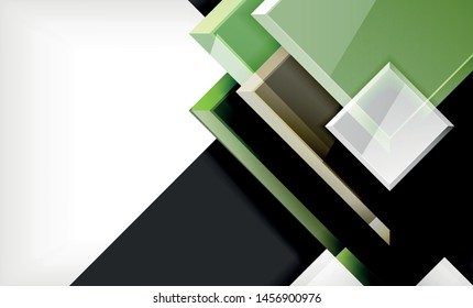 Bright colorful square shape blocks geometrical background, vector modern template