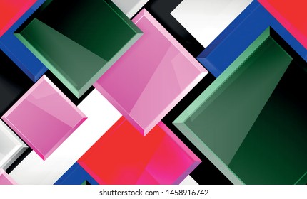 Forma cuadrada de color brillante bloques de fondo geométrico, plantilla vectorial moderna