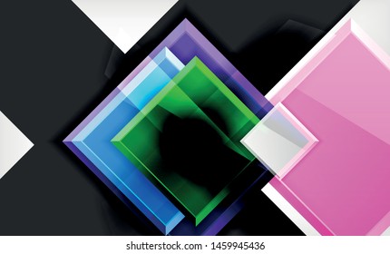 Forma cuadrada de color brillante bloques de fondo geométrico, plantilla vectorial moderna