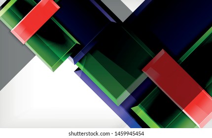 Bright colorful square shape blocks geometrical background, vector modern template
