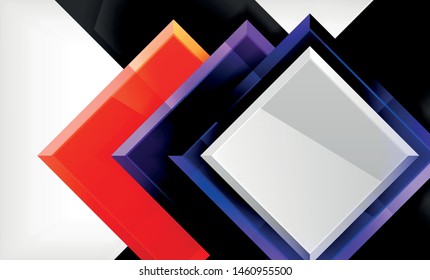Forma cuadrada de color brillante bloques de fondo geométrico, plantilla vectorial moderna