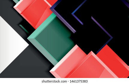 Forma cuadrada de color brillante bloques de fondo geométrico, plantilla vectorial moderna