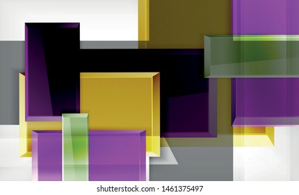 Bright colorful square shape blocks geometrical background, vector modern template