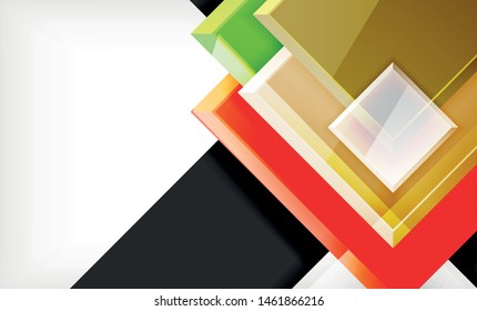 Forma cuadrada de color brillante bloques de fondo geométrico, plantilla vectorial moderna