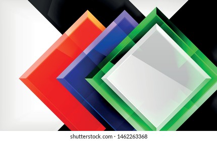 Bright colorful square shape blocks geometrical background, vector modern template