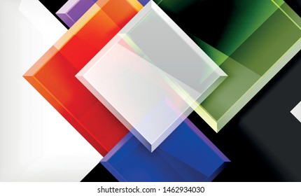 Bright colorful square shape blocks geometrical background, vector modern template