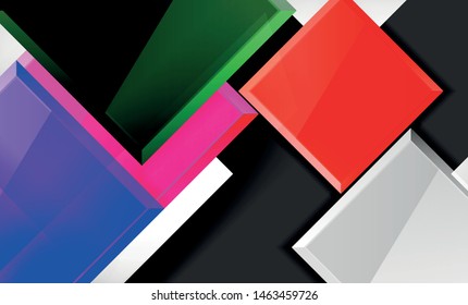 Forma cuadrada de color brillante bloques de fondo geométrico, plantilla vectorial moderna
