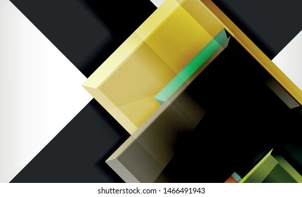 Bright colorful square shape blocks geometrical background, vector modern template