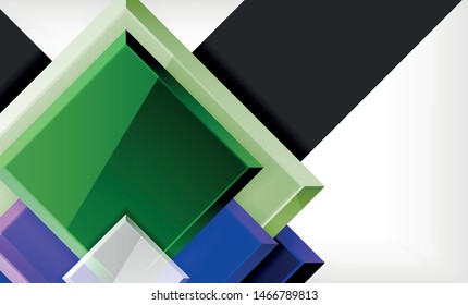 Bright colorful square shape blocks geometrical background, vector modern template