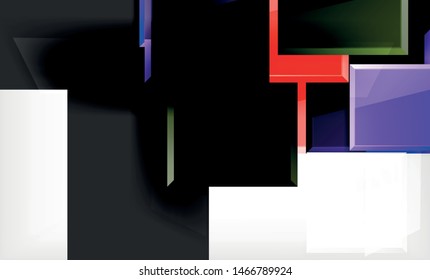Bright colorful square shape blocks geometrical background, vector modern template