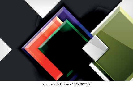 Forma cuadrada de color brillante bloques de fondo geométrico, plantilla vectorial moderna