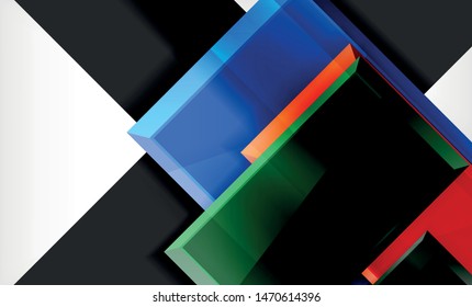 Bright colorful square shape blocks geometrical background, vector modern template