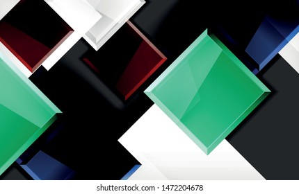 Bright colorful square shape blocks geometrical background, vector modern template