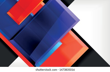 Bright colorful square shape blocks geometrical background, vector modern template