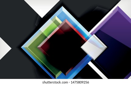 Forma cuadrada de color brillante bloques de fondo geométrico, plantilla vectorial moderna