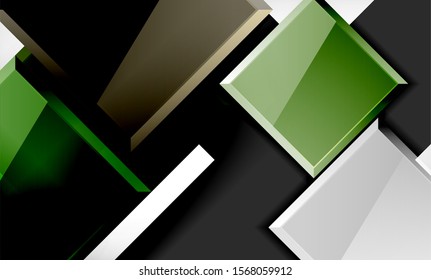 Helle, bunte quadratische Formblöcke, geometrischer Hintergrund, moderne Vektorgrafik