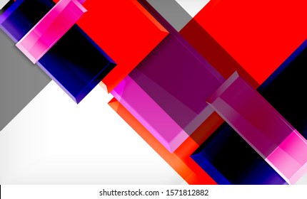 Forma cuadrada de color brillante bloques de fondo geométrico, plantilla vectorial moderna