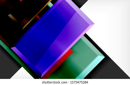 Bright colorful square shape blocks geometrical background, vector modern template
