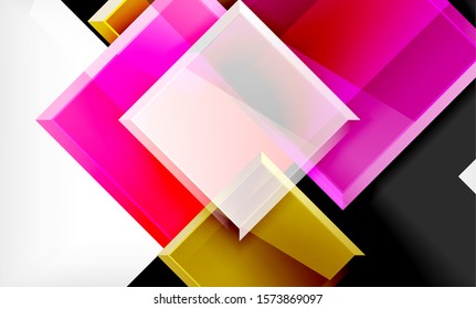 Bright colorful square shape blocks geometrical background, vector modern template