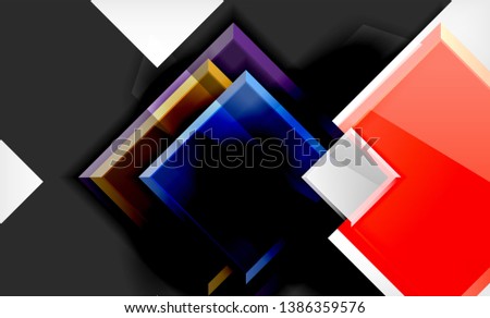 Bright colorful square shape blocks geometrical background, vector modern template