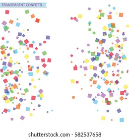 bright colorful square shape confetti isolated on white background