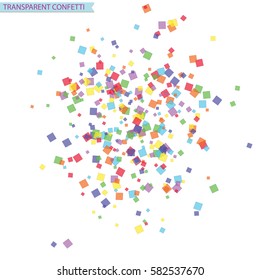 bright colorful square shape confetti isolated on white background