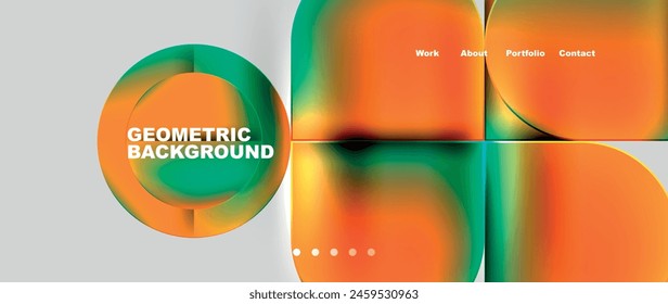 Bright colorful squares with round elements minimal geometric background. Vector Illustration For Wallpaper, Banner, Background, Card, Book Illustration, landing page