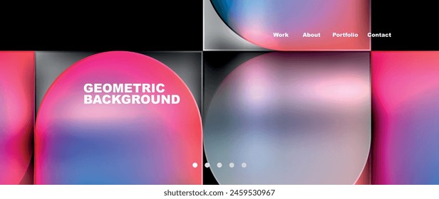 Bright colorful squares with round elements minimal geometric background. Vector Illustration For Wallpaper, Banner, Background, Card, Book Illustration, landing page