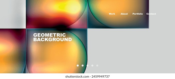 Bright colorful squares with round elements minimal geometric background. Vector Illustration For Wallpaper, Banner, Background, Card, Book Illustration, landing page