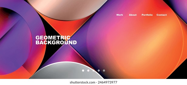 Bright colorful squares with round elements minimal geometric background. Vector Illustration For Wallpaper, Banner, Background, Card, Book Illustration, landing page