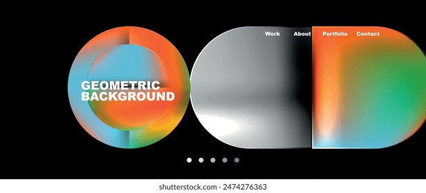 Bright colorful squares with round elements minimal geometric background. Vector Illustration For Wallpaper, Banner, Background, Card, Book Illustration, landing page