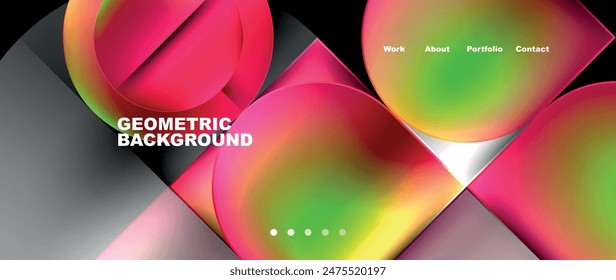 Cuadrados coloridos brillantes con Elementos redondos de fondo geométrico mínimo. Ilustración vectorial Para Fondo de pantalla, Anuncio, Fondo, Tarjeta, Ilustración de libro, página de destino
