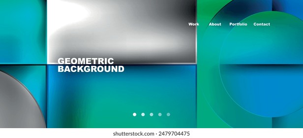 Bright colorful squares with round elements minimal geometric background. Vector Illustration For Wallpaper, Banner, Background, Card, Book Illustration, landing page
