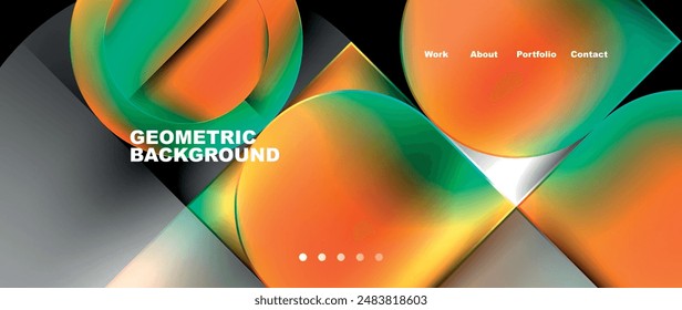 Bright colorful squares with round elements minimal geometric background. Vector Illustration For Wallpaper, Banner, Background, Card, Book Illustration, landing page