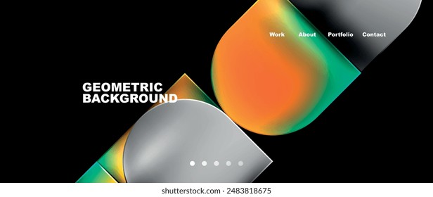 Bright colorful squares with round elements minimal geometric background. Vector Illustration For Wallpaper, Banner, Background, Card, Book Illustration, landing page