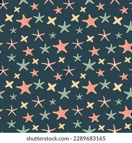 Patrón de repetición del vector Starfish de color brillante