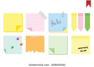 Bright Colorful Sticky Notes Set.