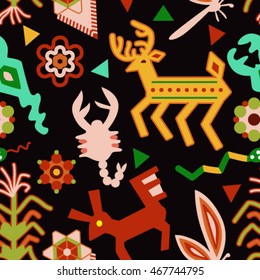 Bright colorful stylish vector illustration about Mexico. Pattern with symbols of Mexico. Abstract seamless pattern 